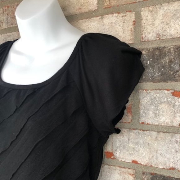 AB STUDIO DIAGONAL TIERED RUFFLED BLACK TOP - Picture 9 of 15
